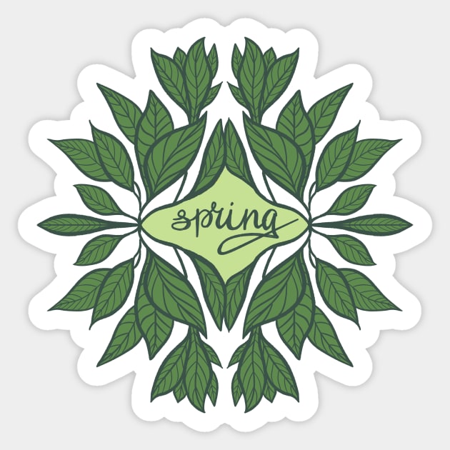 Spring Typography Green Leaves Aesthetic Sticker by Boriana Giormova